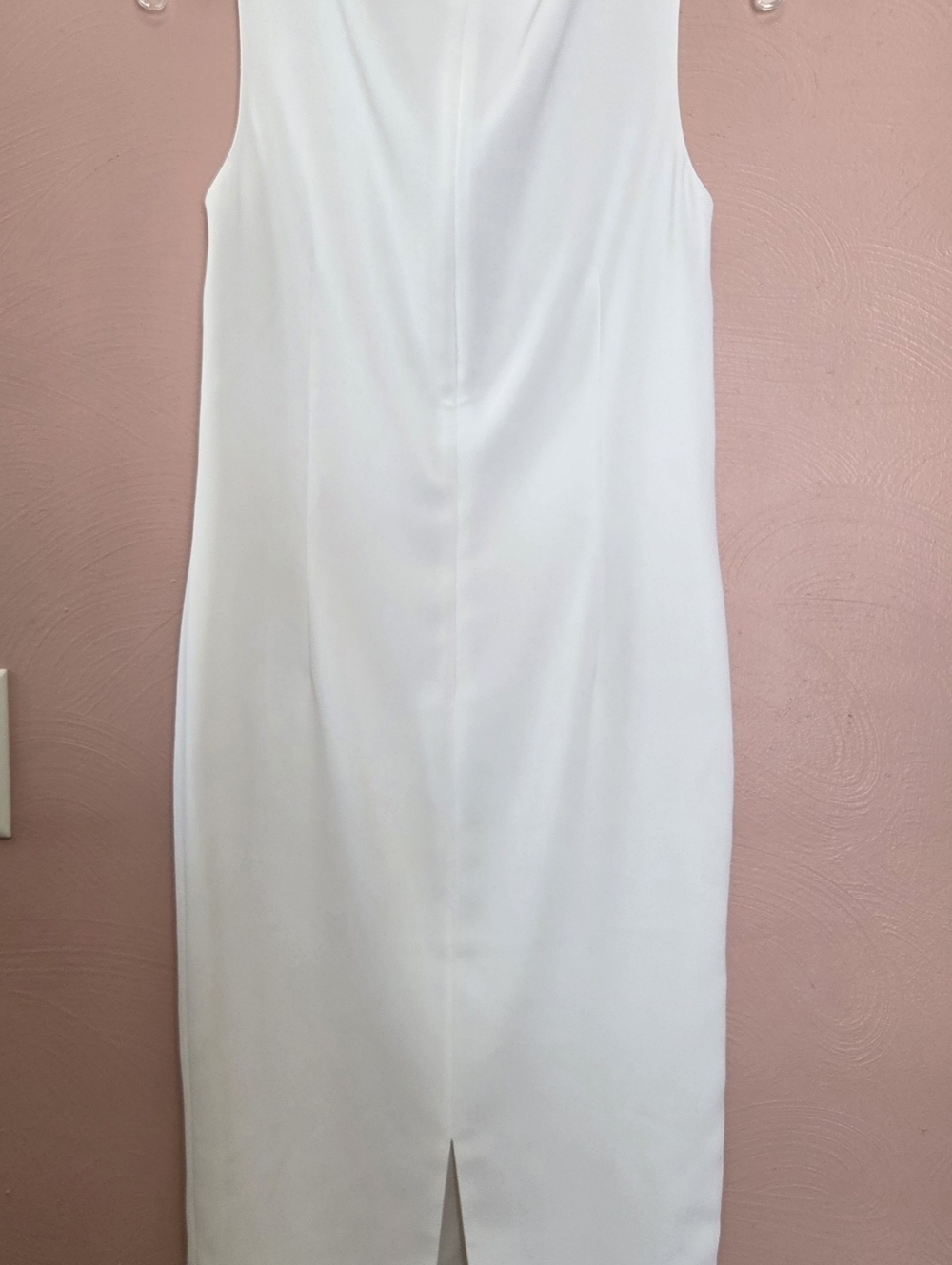 ST.JOHN White Silk Lined Sheath Dress Sleeveless Midi Size 4 - Picture 3 of 7
